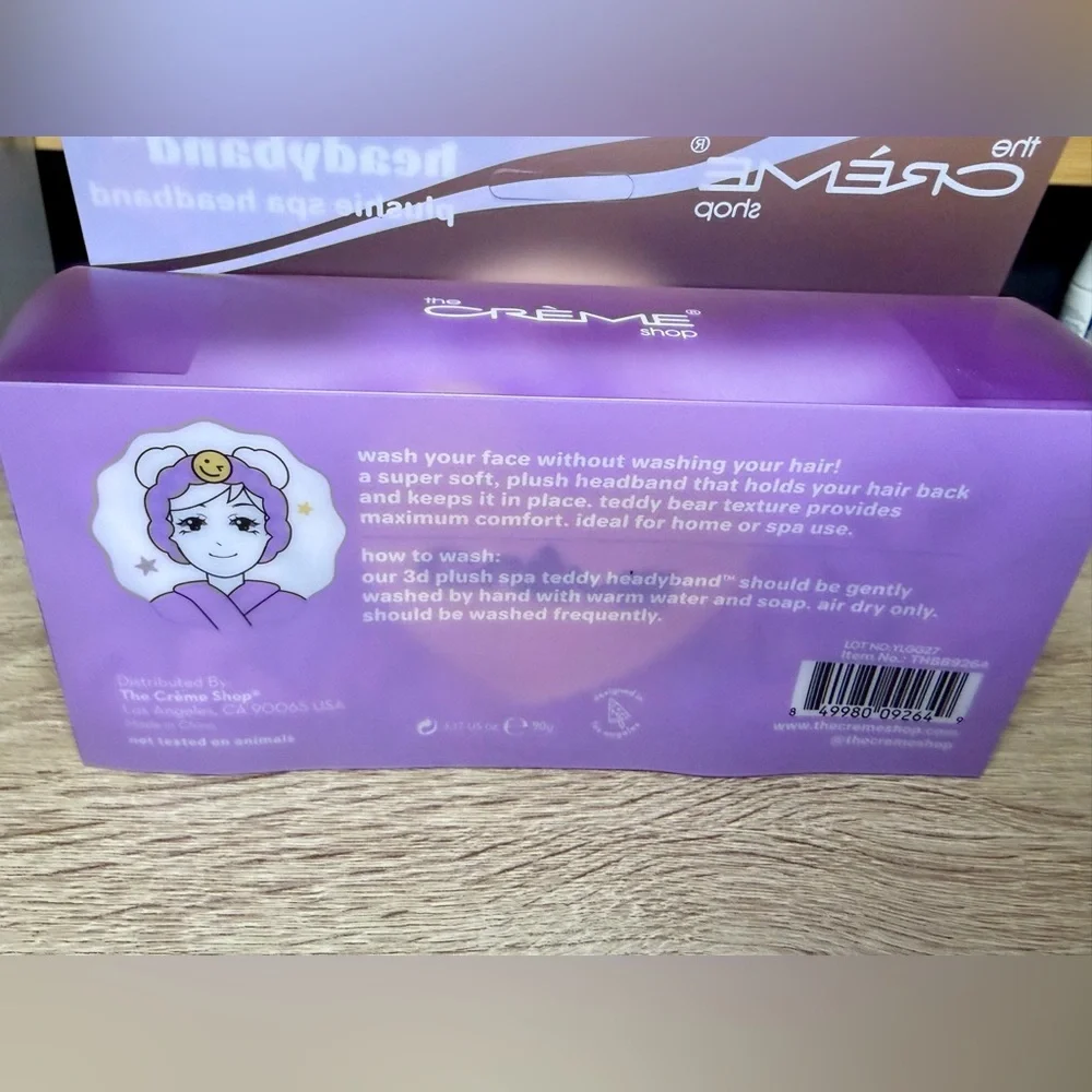 The crème shop winky face 3d teddy headyband plushie spa headband. New in box